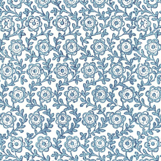 Blue Stamped Flowers Italian Print Paper ~ Rossi Italy